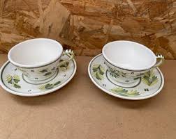 Pair of Antique Quimper HB Ceramic Cups Vintage Flower Decor ...