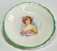 Vintage Limoges Bowl Plate with Portrait of Woman in Yellow ...