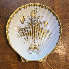 Large Porcelaines De Couleuvre Limoges Scallop Shell Dish ...
