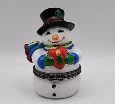 Midwest of Cannon Falls Snowman Holding Red Heart Porcelain ...