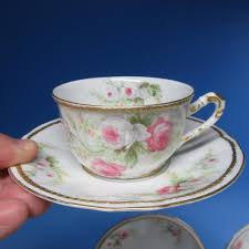 Limoges France Red Pink Roses Double Gold 3 Tea Trios - 3 Cup, 3 Saucer, 3 Plate | eBay