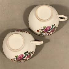 PV08720 Antique Canonsburg China FLORAL BIRD PHEASANT Cup ...