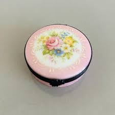 Vintage Pate De Limoges Couleuvre France Round Pink Rose & Floral Hand Painted Trinket Box - Etsy