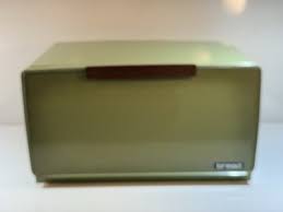 1960s Vintage Avocado Green Metal Tin Bread Box With Wood Handle | eBay