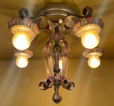 1920s Strap style LOW ceiling mount by Lincoln MORE AVAILABLE | The Old Above | Restored Vintage Lighting