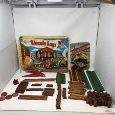 LINCOLN LOGS & AMERICAN LOGS TOY LOT ORIGINAL BOX BUILDING ...