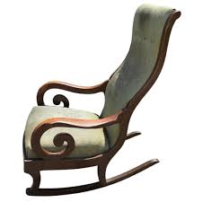 Victorian Walnut Upholstered rocking chair Teal Wood Carve ...