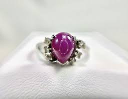 Art Deco 14k White Gold Natural Star Red Ruby Round Single ...