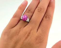 Vintage 1960's Handmade Solid 10K White Gold Star Purple ...