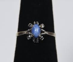 10k White Gold Synthetic Star Sapphire Ring - Size 5.75 - Etsy ...