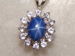 Blue Star Sapphire Accented Pendant. - Etsy