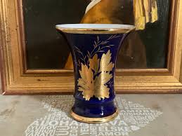 Colbalt Blue KPM Royal Bavarian Posy Vase With Gold Leaf ...