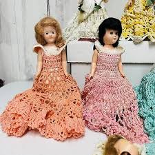 11 Vintage Doll Bodies Inc Crocheted Dress 8” Old Mid ...
