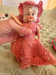 Six 1950s Plastic Dolls in Crocheted Dresses With ...