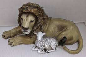 Hobby Lobby Home Accents Resin Statuary Lion and Lamb, Retail $39.99, Like New Sticker Still on Bottom, 14 1/2"W x 6"D x 7"H Auction | 1BID