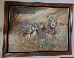 Ruane Manning Original Painting 3 1/2ft by 4 1/2ft Lion Family ...