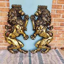 Large Vintage Cast Metal Rampant Lion Wall Decor - Japan - Etsy Ireland