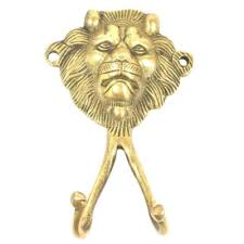 Antique Style 3 Pcs Coat Rack Brass Wall Hooks Lion Head ...