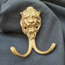Vintage Brass Lion Head Double Hook - Entryway Coat Rack - Etsy