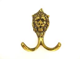1 (ONE) Lion Head Coat hook Wall hook Solid Brass ...