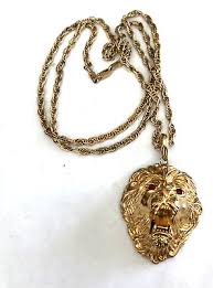 Sterling Gold Vermeil LION'S HEAD Pendant Necklace | eBay