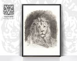 Vintage Lion Sketch: Neutral Animal Portrait Art (digital ...