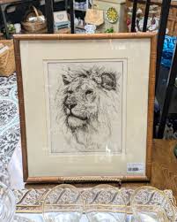 Framed lithograph, signed of a lion 1988 – Jackson Square