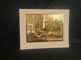 Vintage Etched Gold Foil Art Circa 1970 DRY DOCK Print ...