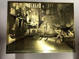 SET OF 4 VINTAGE LIONEL BARRYMORE NAUTICAL GOLD FOIL ETCHING ...