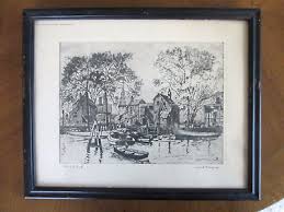 vintage framed ENGRAVING Old Red Bank LIONEL BARRYMORE Brown & Bigelow | eBay