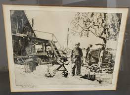 Lionel Barrymore Original Etching "Point Magu" c.1940 Framed ...