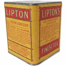Vintage "Lipton orange pekoe tea" tin, paper label (c 1920s ...