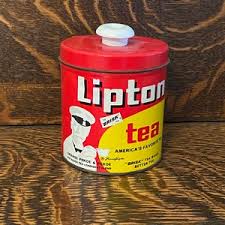 Vintage Lipton Tea Tin Metal Canister Kitchen Storage ...