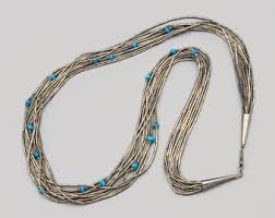 10 Strand Liquid Silver Necklace With Accent Turquoise Beads, 29" Inch Bold Heavy 52gr Necklace, Minimalist Southwestern Beaded Necklace - Etsy Canada