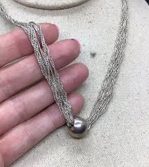 Vintage Sterling Silver 925 Chunky Multi Strand Slide Bead Necklace 18" V293 | eBay