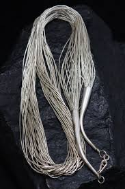 Sterling Silver Liquid Silver 30 Strand Beaded Necklace 24 Inches, Vintage Sterling Silver Liquid Silver Heishi Bead Multi-Strand Necklace