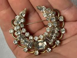 Kramer Of New York Brooch Clear Rhinestone Vtg Jewelry ...