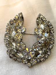 Signed Weiss Vintage Rhodium Plated Rhinestone Swag Brooch ...