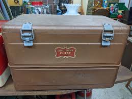 Vintage Little Brown Chest Metal Cooler Box USA ビンテージ ...