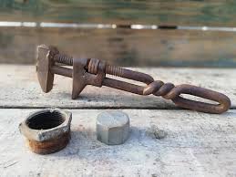 Antique Tube Pipe Wrench, Primitive Steel Tool, Adjustable ...