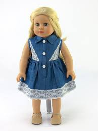 Doll Clothes 18" Dress Denim Lace Fits 18" American Girl ...