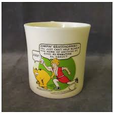 Vintage Orphan Annie Ovaltine Advertising Mug with Unusual Jumpin' . For Sale at Ruby Lane