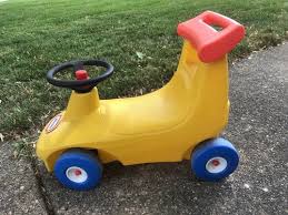 Vintage Little Tikes yellow race car Ride On Push Toy ...