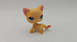 Littlest Pet Shop LPS Short Haired Orange Cat #339 Blue ...