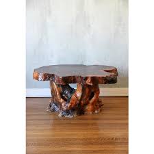 1980s Lacquered Live Edge Specimen Burl Coffee Table With Root Base | Chairish
