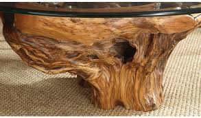 Hammary® Hidden Treasures Glass Top Root Ball Cocktail Table with Brown Base | Bob Mills Furniture