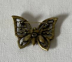 Vintage Lady Bug Brooch, Yellow Butterfly Pin, Rhinestone ...