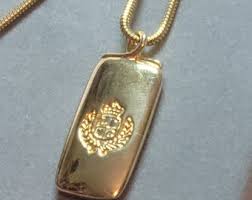 Vintage Liz Claiborne Crowned Logo Pendant Necklace ...