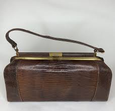 VTG 1940s Lizard Skin Purse Medium Long Baguette Style Gold Hardware EUC | eBay UK