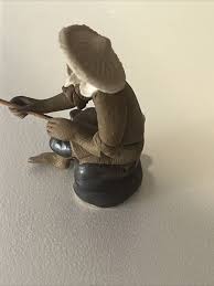 Fisherman Miniature Bonsai Figurine Unglazed Ceramic ...